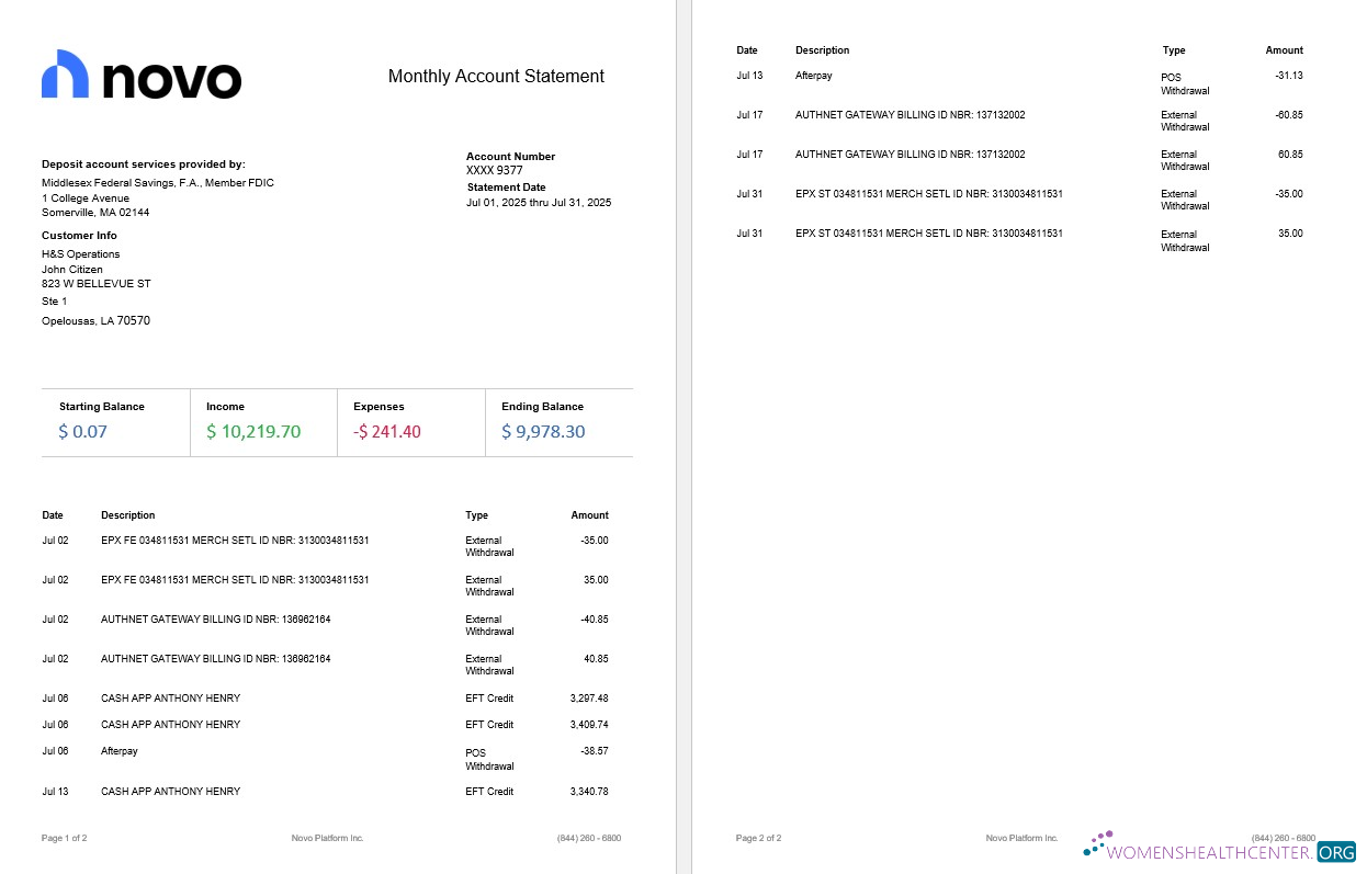 Download USA Novo Platform INC online business banking statement, 2 pages.pdf Photoshop template